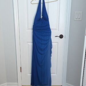 Elegant Blue Halter Dress